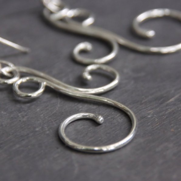 silver earrings, tendrils, handmade, jewelry,sterling silver